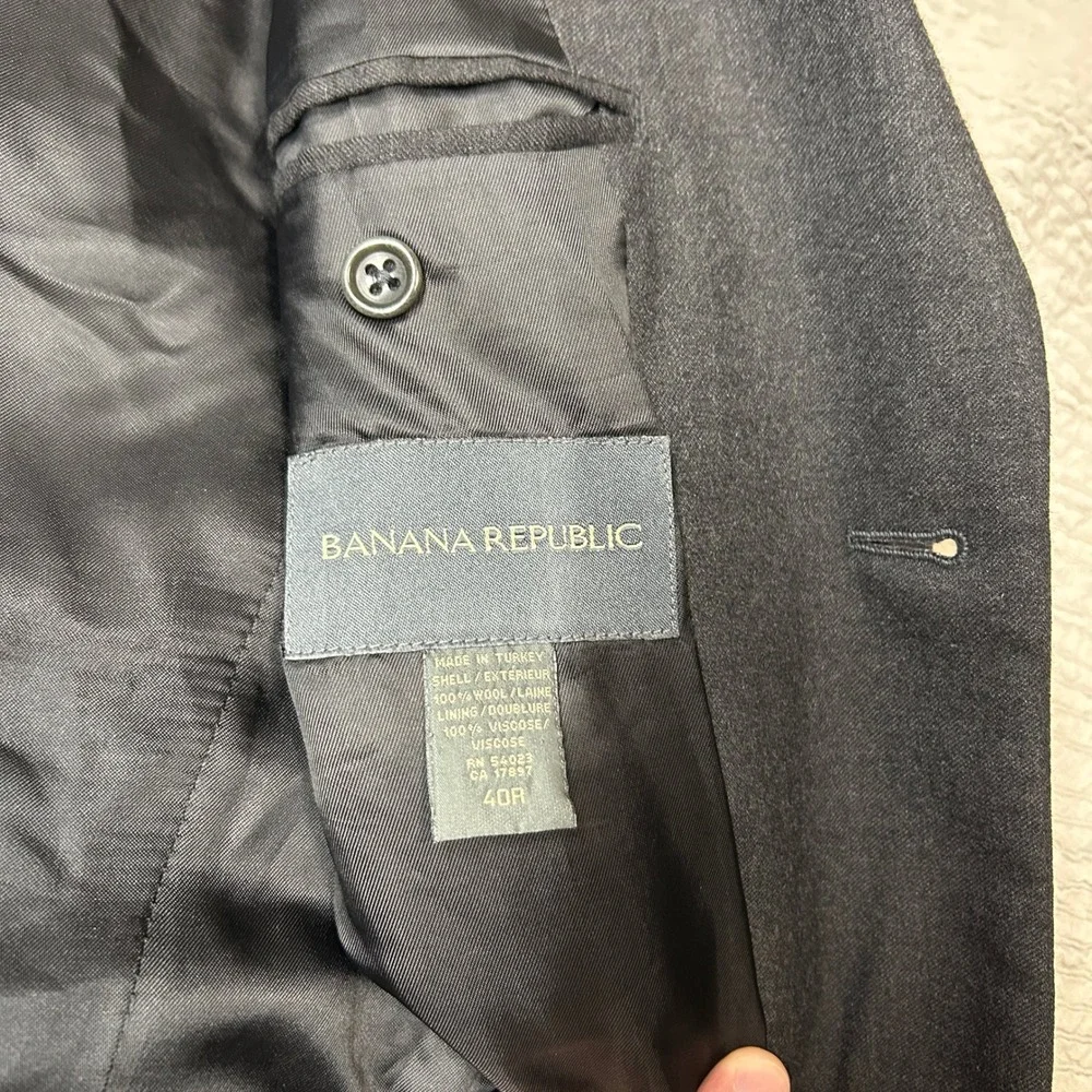 Banana Republic Mens 40R Wool Blazer Charcoal Gray 2 Button Sport Coat Jacket